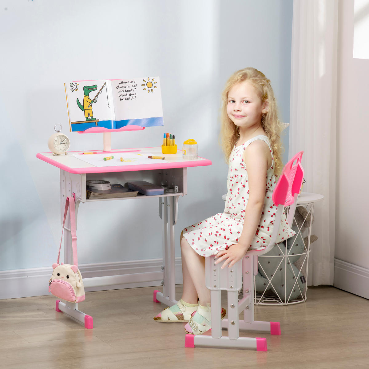 SCHREIBTISCH-SET DE-17547 Rosé - Pink, Kunststoff (60/102/45cm) - ComfortXL