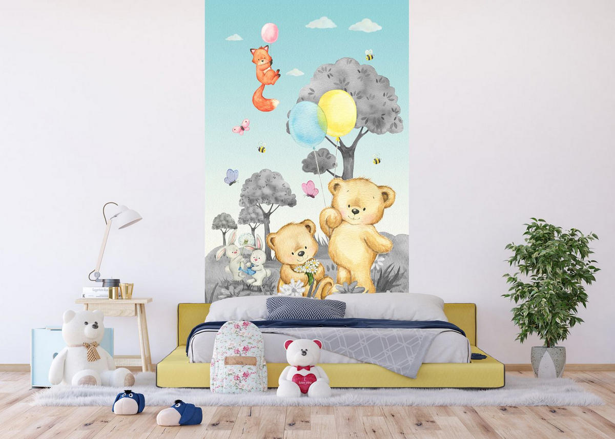 FOTOTAPETE Wald mit Waldtieren 1,5 x 2,7 m - Multicolor, Papier (270/150cm) - Sanders & Sanders