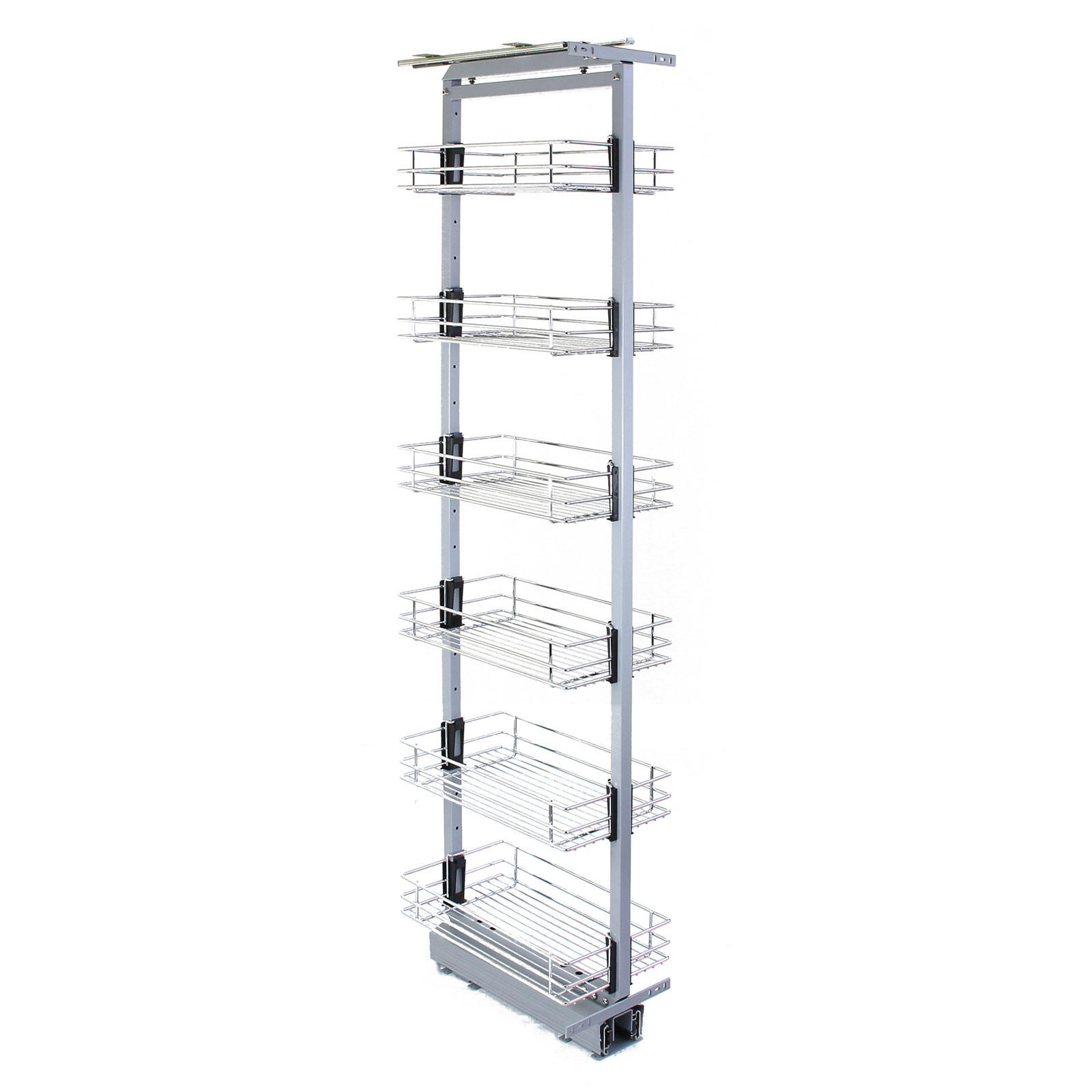 VORRATSSCHRANK ausziehbar – 170-195 cm Höhe - Silberfarben, Metall (126/195/25.2cm) - Kukoo