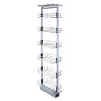 VORRATSSCHRANK ausziehbar – 170-195 cm Höhe - Silberfarben, Metall (126/195/25.2cm) - Kukoo