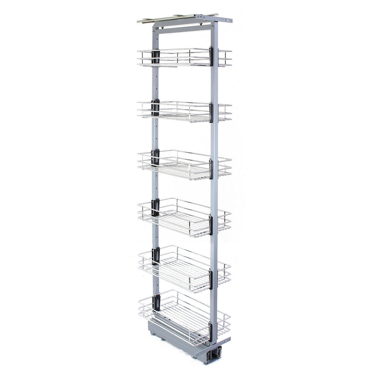 VORRATSSCHRANK ausziehbar – 170-195 cm Höhe - Silberfarben, Metall (126/195/25.2cm) - Kukoo