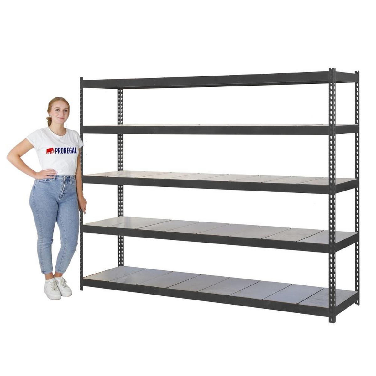 SCHWERLASTREGAL METAL YETI FIVE | HxBxT 200x120x60cm | Fachlast 400kg | Anthrazit - Anthrazit, Metall (120/200/60cm) - PROREGAL