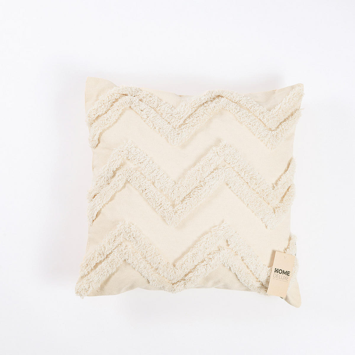 KISSENBEZUG JARA - Creme, Zickzack / ohne Kissenfüllung - Creme, Kunststoff (50/50cm) - Home Deluxe