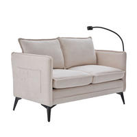 SOFA 2-Sitzer modernes Design mit Handy-Halterung Beige Chenille 127/69/66 cm - Beige, Textil (127/66/69cm) - OKWISH