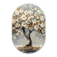 WANDBILD Baum - Gold - Blumen - Abstrakt - Kunst Deko Wohnzimmer 40x60 cm - Goldfarben, Kunststoff (40/60cm) - MuchoWow