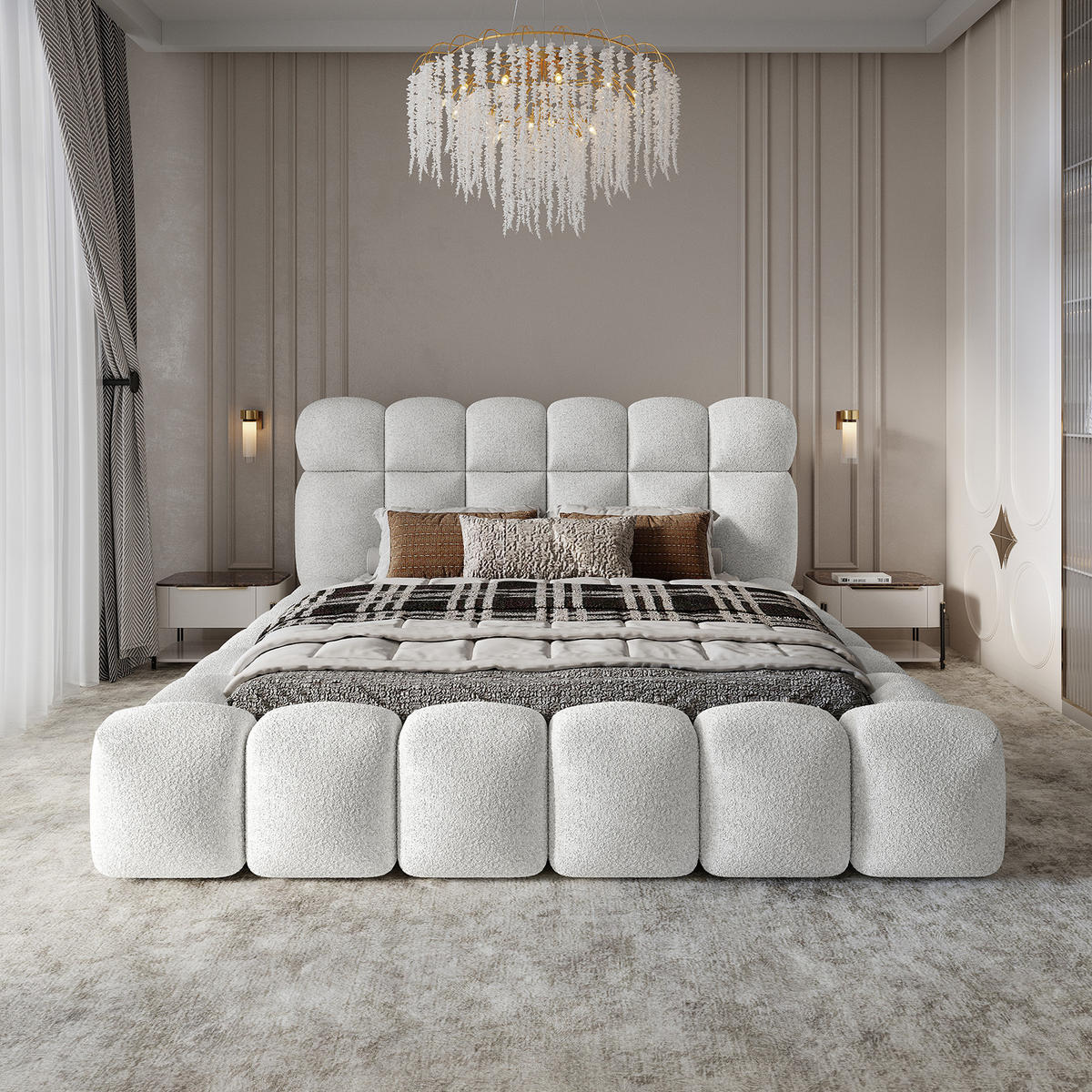 POLSTERBETT ACRI 140x200 cm, Weiß - Weiß, Textil (140/200cm) - Fedve