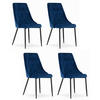 STUHL BRISIGHELLA 4-er Set, Blau, mit Samtstoff gepolstert - Blau, Textil/Metall (49/94/61cm) - Komodee