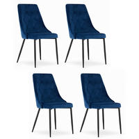 STUHL BRISIGHELLA 4-er Set, Blau, mit Samtstoff gepolstert - Blau, Textil/Metall (49/94/61cm) - Komodee