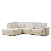 ECKSOFA Kirou Creme Chenille-Stoff - Links Seite - Creme/Schwarz, Holz/Holzwerkstoff (225/311cm) - Maison de Reve