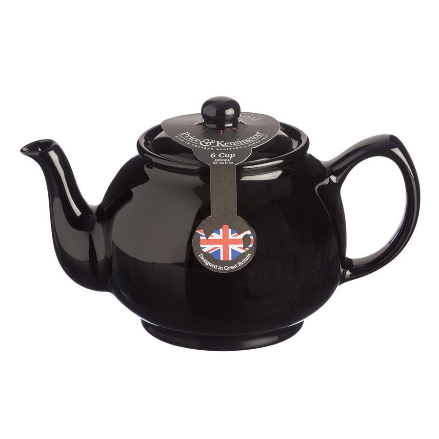 TEEKANNE 1100 ml Steingut klassisch schwarz, für 6 Tassen - Schwarz, Keramik (1.1L) - Price & Kensington