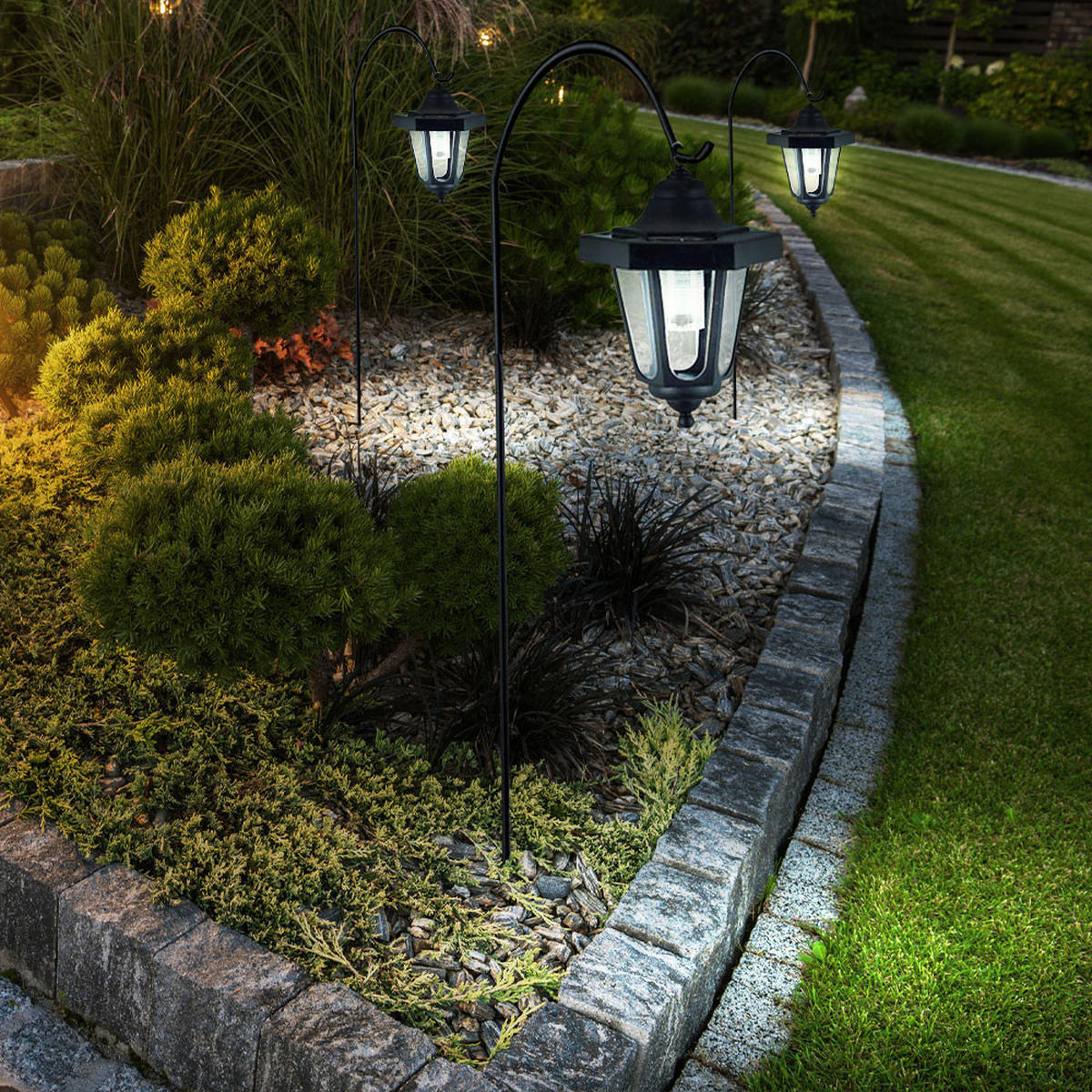 LED AUSSENLEUCHTE Stahl Schwarz 3er Set - Schwarz, Kunststoff/Metall (17.5/17/79cm)