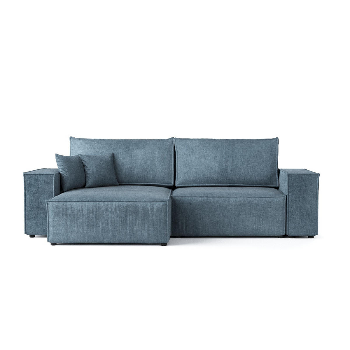ECKSOFA CAVO mit Schlaffunktion Blau im Wind Stoff - Blau/Schwarz, Holz/Holzwerkstoff (255/148cm) - AltaBeds