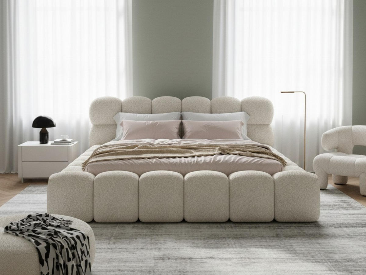 POLSTERBETT Mira 1 Hellbeige 140/200 cm Boucle mit Bettkasten - Beige, Textil/Metall (140/200cm) - wonello