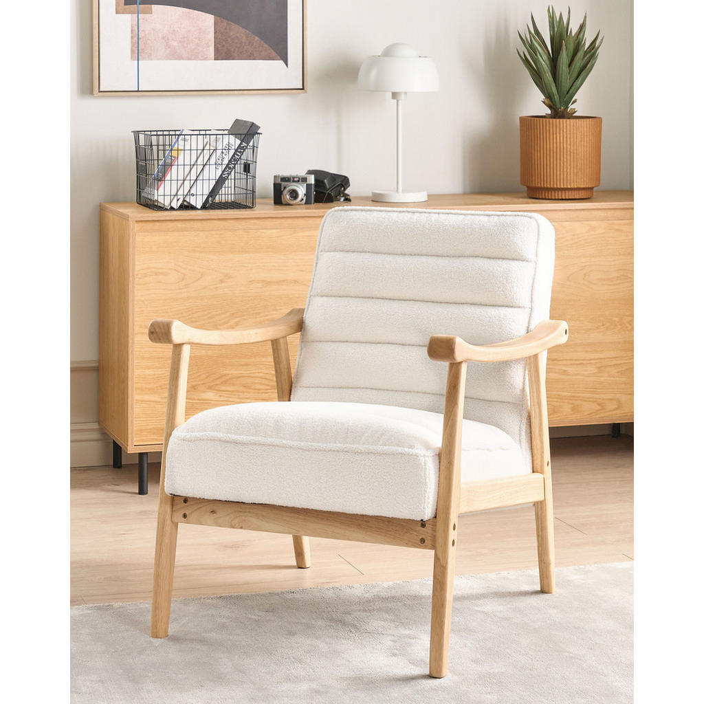 Thumbnail - Beliani Sessel, Weiß, Hellbraun, Textil, 62x79x74 cm, Wohnzimmer, Sessel, Polstersessel