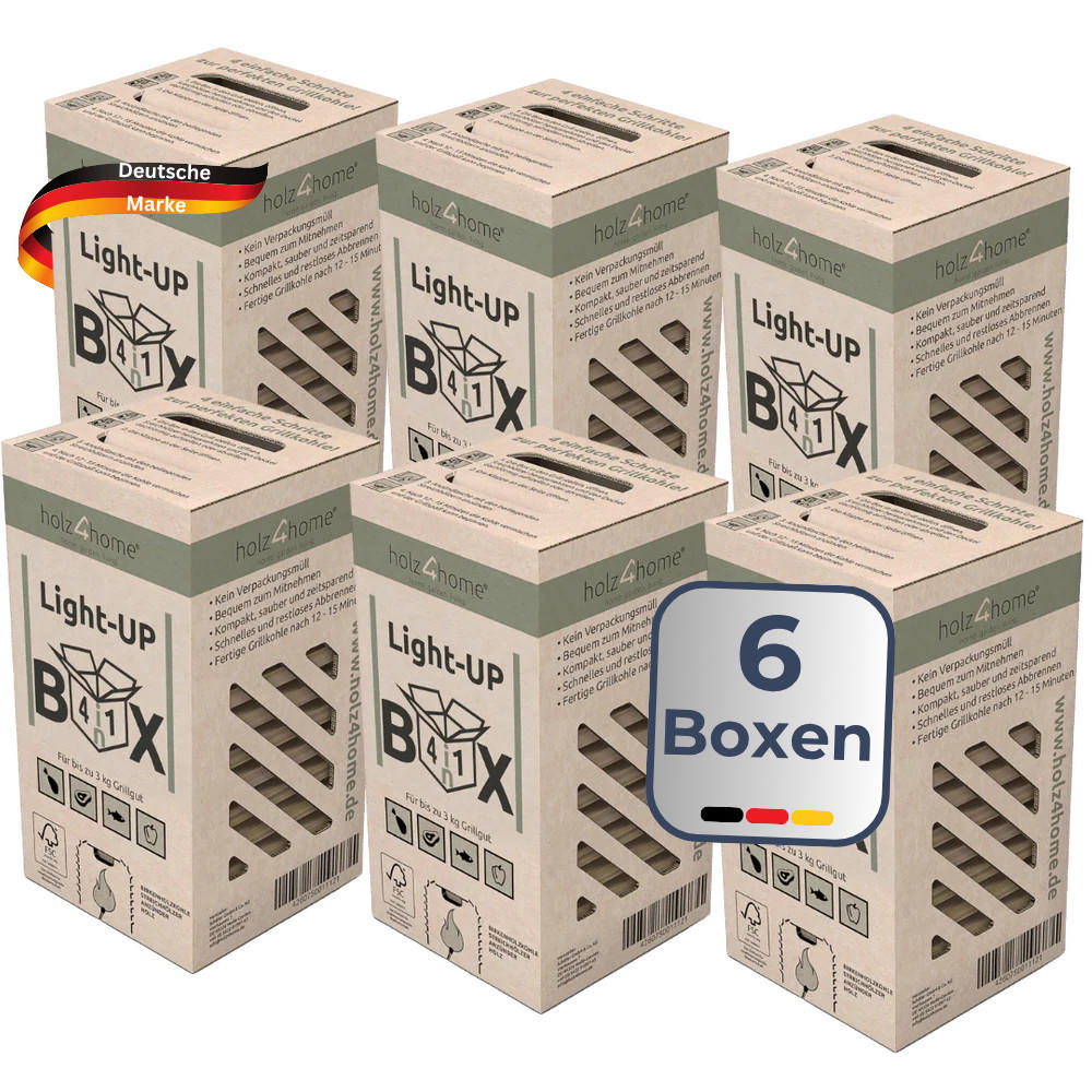 GRILLANZÜNDER 6er-Set Box 4-in-1 -Grillbox Grillkohle - Braun, Stein (18/34/18cm) - DELUKE