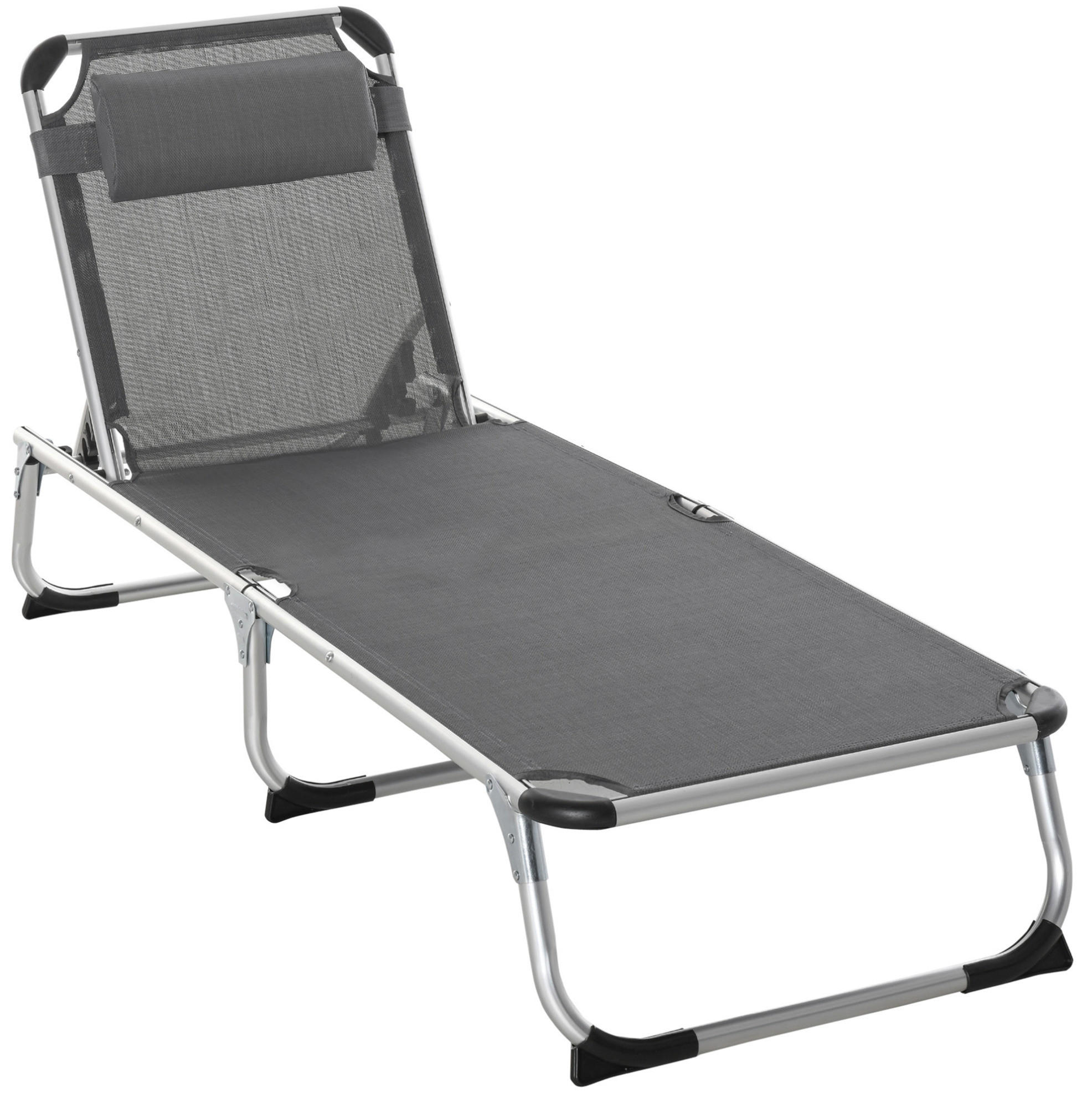 GARTENLIEGE 165/60/76 cm grau aus Aluminium klappbar - Grau, Metall (165/76/60cm) - OKWISH