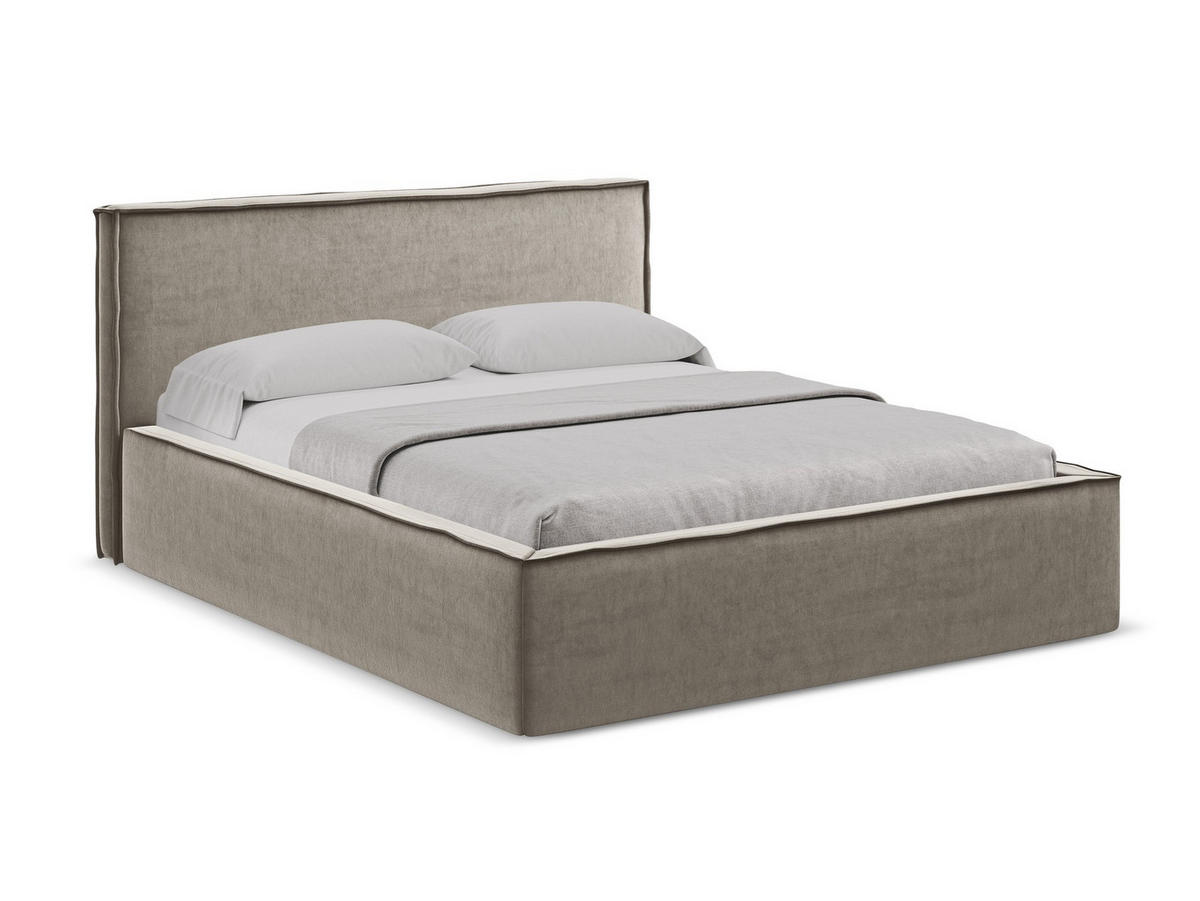 POLSTERBETT mit Bettkasten und Lattenrost 180x228 Grau - Taupe/Schwarz, Kunststoff/Textil (160/200cm) - Makamii