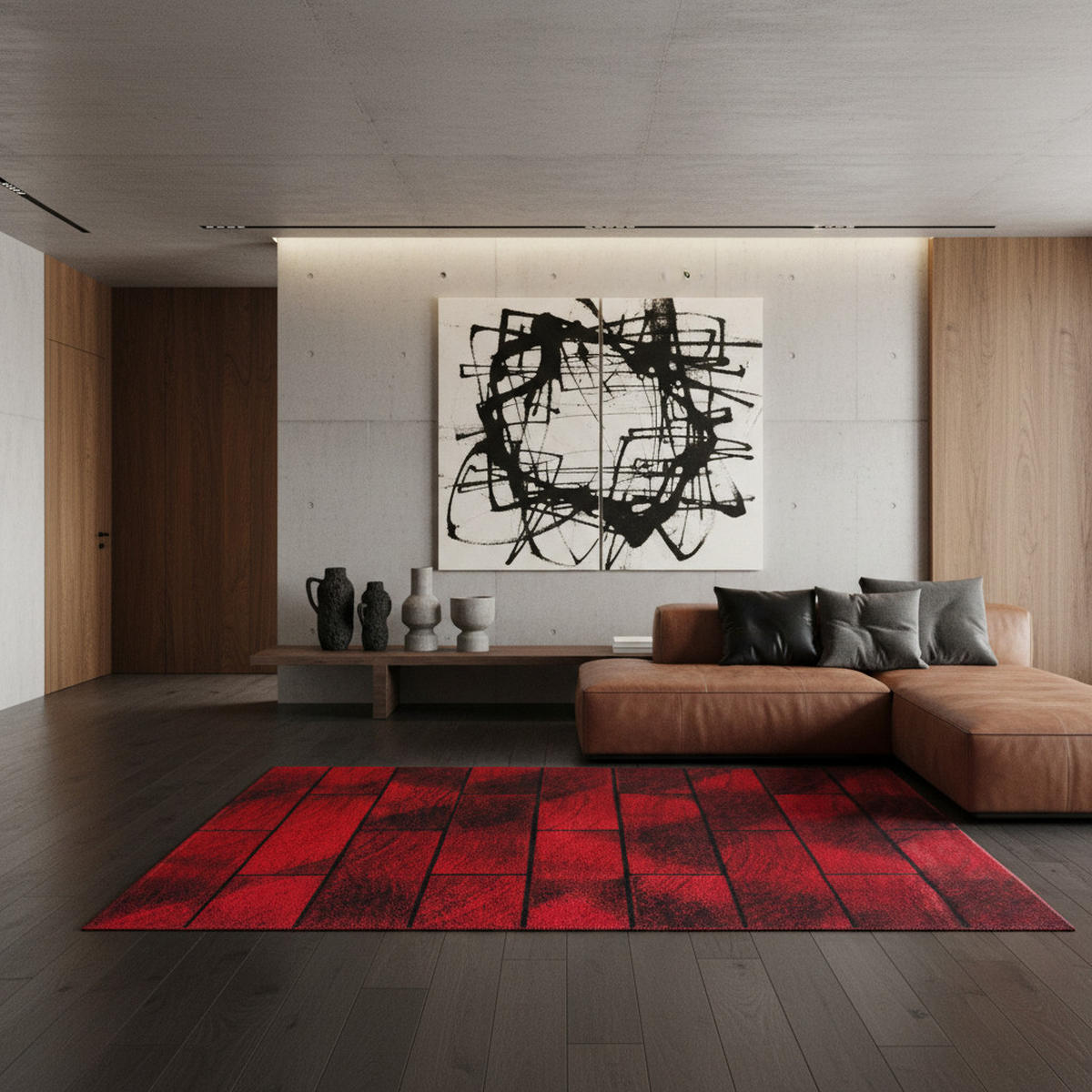 TEPPICH Kurzflor Geometrisch Polypropylen Wohnzimmer Rot Rechteckig 200x290 - Rot, Textil (200/290cm) - KADIMA DESIGN