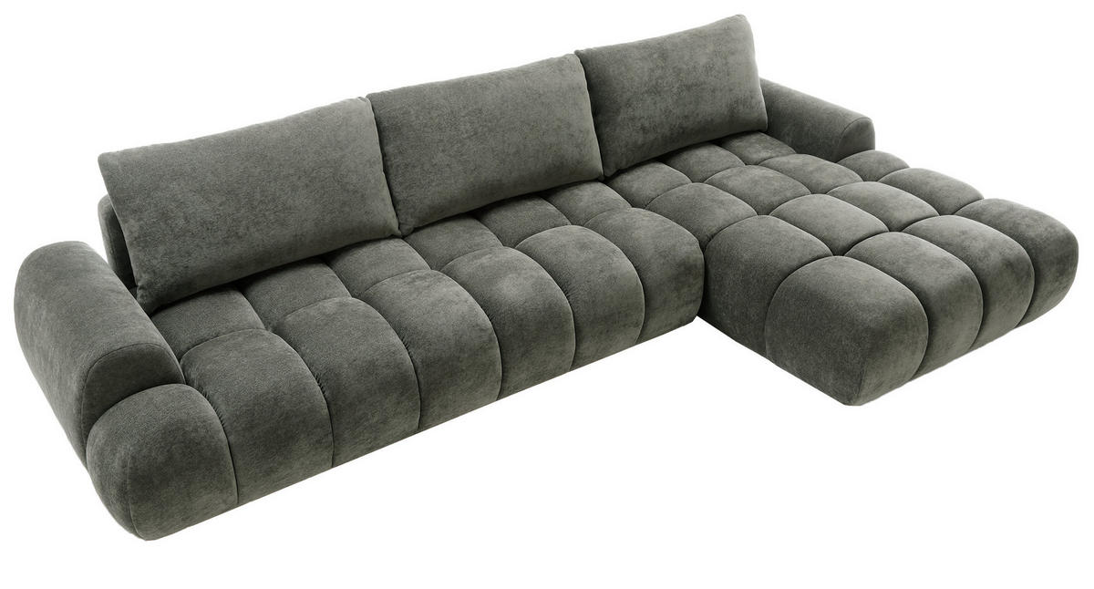 ECKSOFA 340 cm Valerio II, Schlaffunktion, Bettkasten, Rechts, Dunkelgrau - Dunkelgrau, Holz (177/340cm) - Emporius