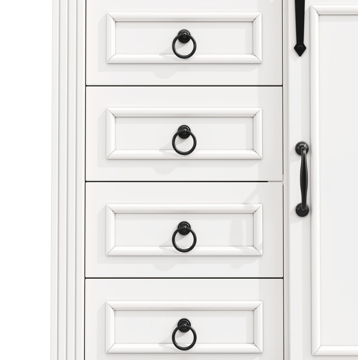 HOCHSCHRANK mit 4 Schubladen 80 x 39,8 x 180 cm MDF Weiß - Weiß, Holzwerkstoff (40/180/80cm) - Meubliv