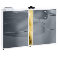 SCHUHSCHRANK Today Fronten in Grau Hochglanz - Grau, Holzwerkstoff (155.5/95/28cm) - Vladon