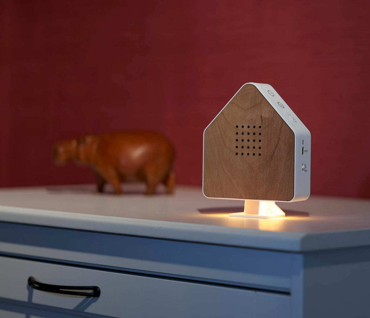 NATURGERÄUSCHEBOX - Echtholz mit Bewegungssensor und LED-Beleuchtung für entspannende Klänge, 1er-Set - Kirschbaumfarben, Kunststoff (4.1/13/15.8cm) - Northpoint