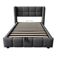 STAURAUMBETT 90/200 cm DE-35515 mit Gaslift-Staufach Grau - Grau, Metall (90/200cm) - ComfortXL