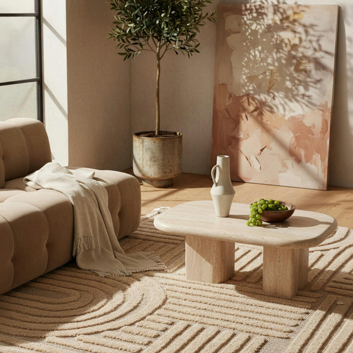 TEPPICH 3D-Effekt Skandinavischer Boho Skulptural Waschbar Esszimmer Rosa 280x370 cm – RIGI - Rosa, Textil (370/280cm) - KADIMA DESIGN