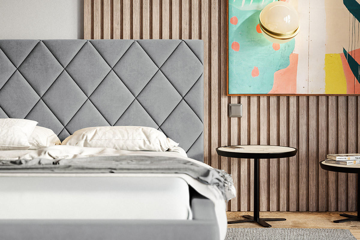 POLSTERBETT 160x200 Aron, Lattenrost, Samtstoff Hellgrau - Hellgrau, Holz/Textil (160/200cm) - Emporius