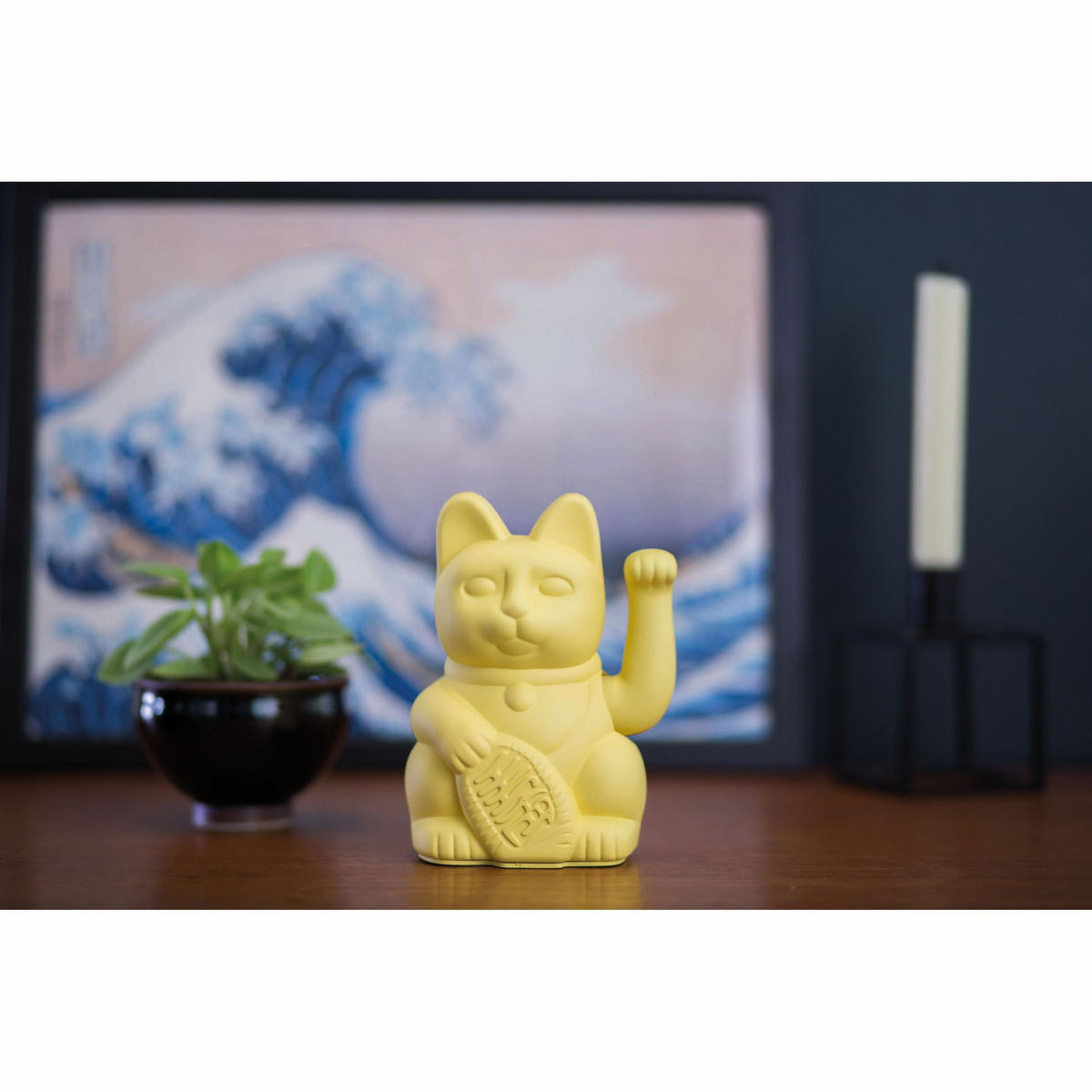 WINKEKATZE Lucky Cat, Kunststoff, Gelb, ca. 15 cm - Gelb, Kunststoff (10.5/15/8.5cm) - Donkey Products