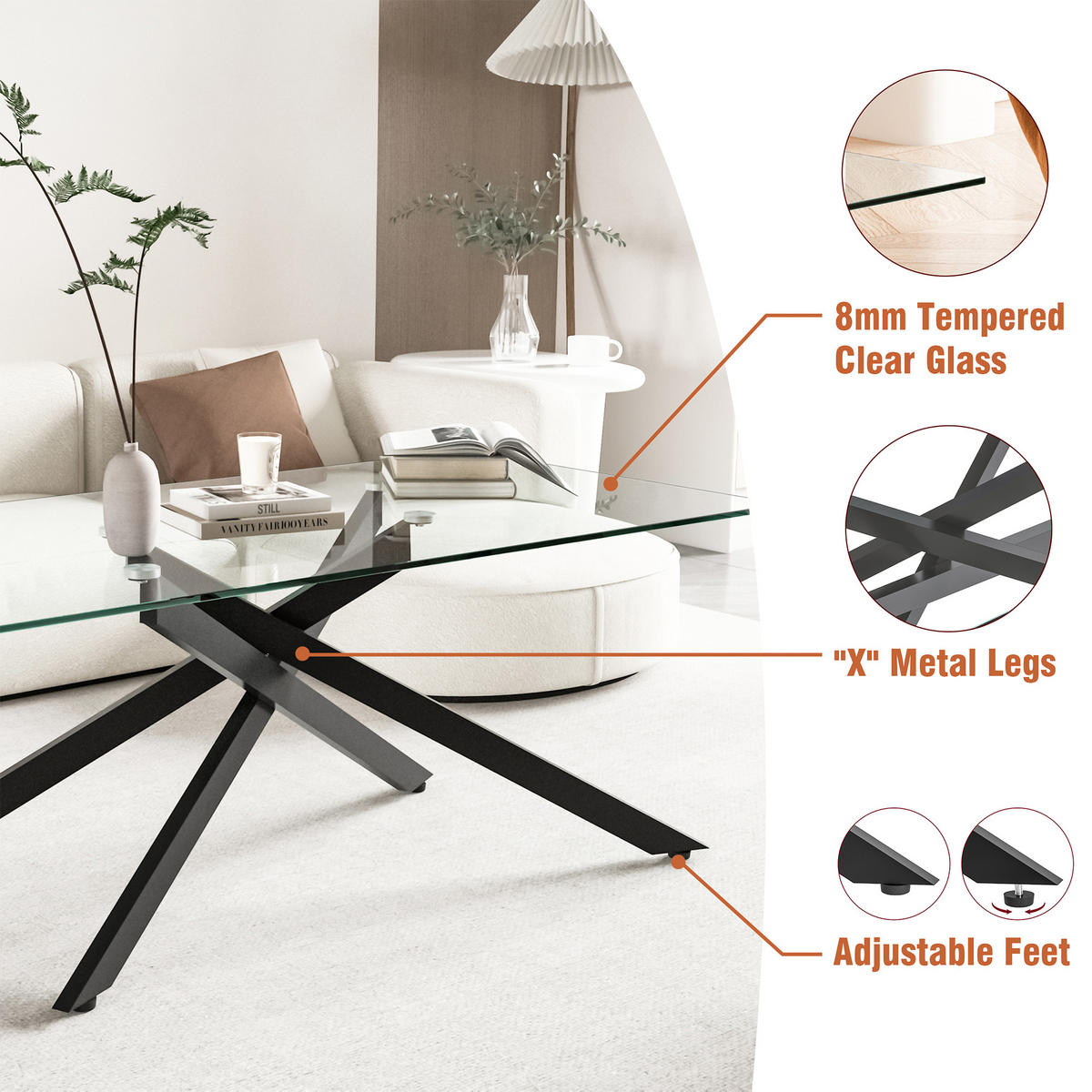 COUCHTISCH Schwarz 120/60/46 cm - Schwarz, Glas (60/120/46cm) - PANGIVO