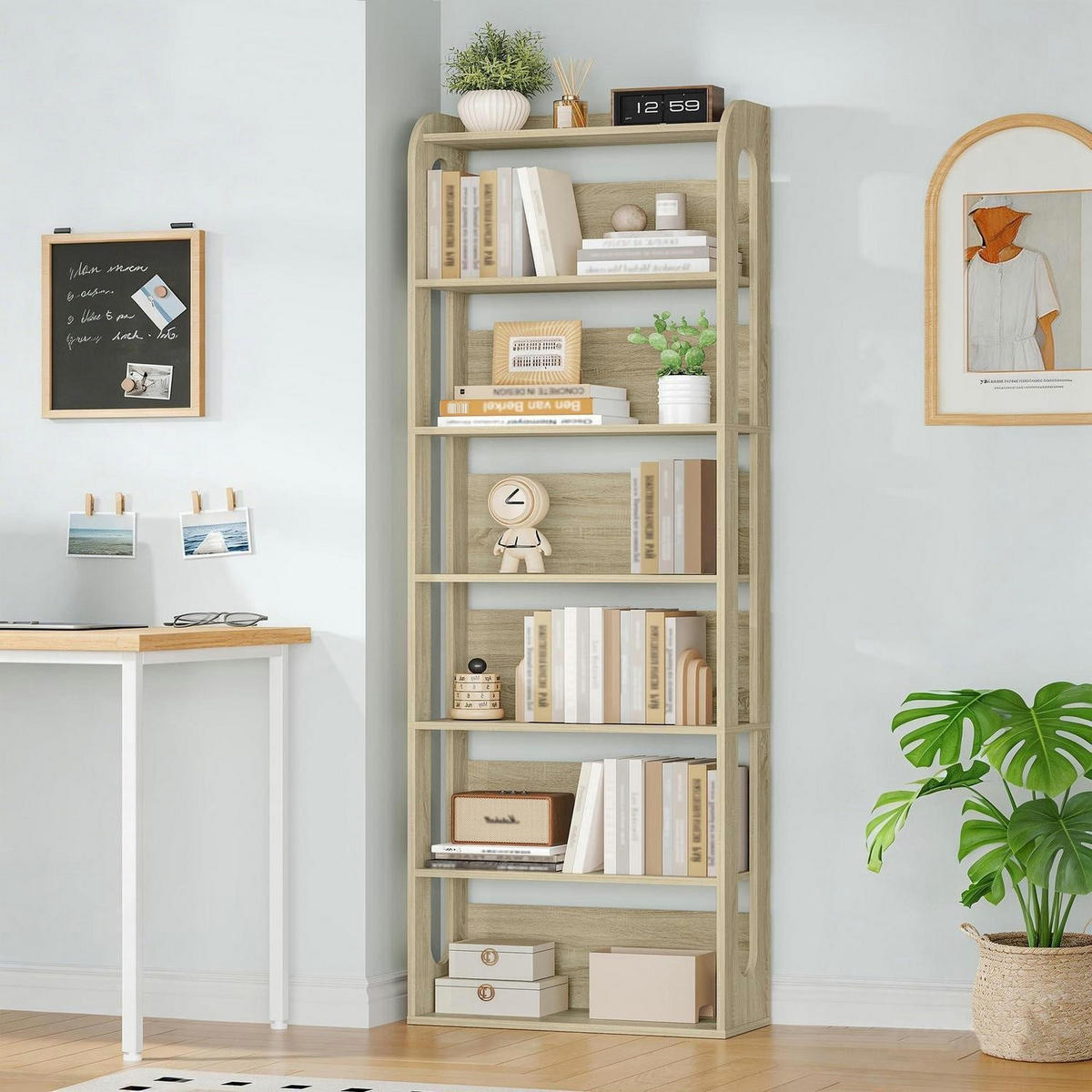 BÜCHERREGAL 7-stöckig Eichefarben 24 x 60 x 182 cm - Braun, Holzwerkstoff (60/182/24cm)