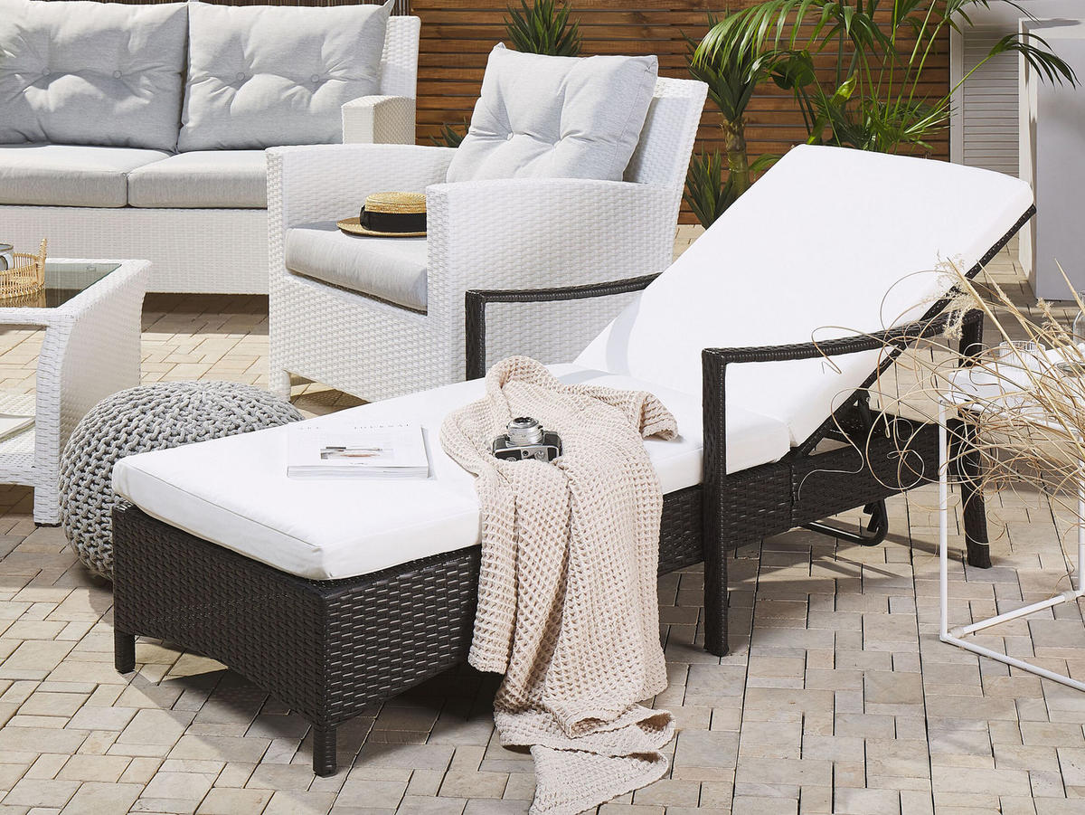GARTENLIEGE braun Vasto - Braun, Kunststoff (63/96/158cm) - Beliani