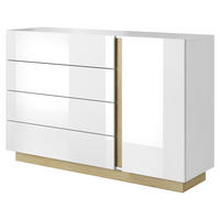 SIDEBOARD ANDEBU KOM4 ABS-Kante Weiß Weiß - Weiß, Glas/Holzwerkstoff (138/91/40cm) - Komodee