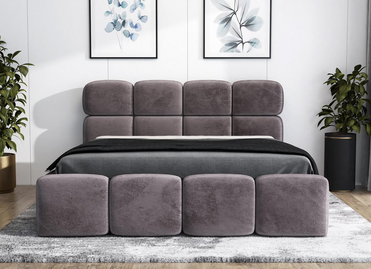 POLSTERBETT MONAKO 160x200 Grau - Grau, Textil (160/200cm) - A&J MöbelLand