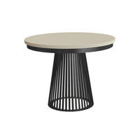 ESSTISCH Lumi im Loft-Stil, ausziehbar Ø 120–200 cm, Metallbeinen, Schwarz+Kaschmir - Kaschmir/Schwarz, Metall (120/120/77cm) - Beautysofa
