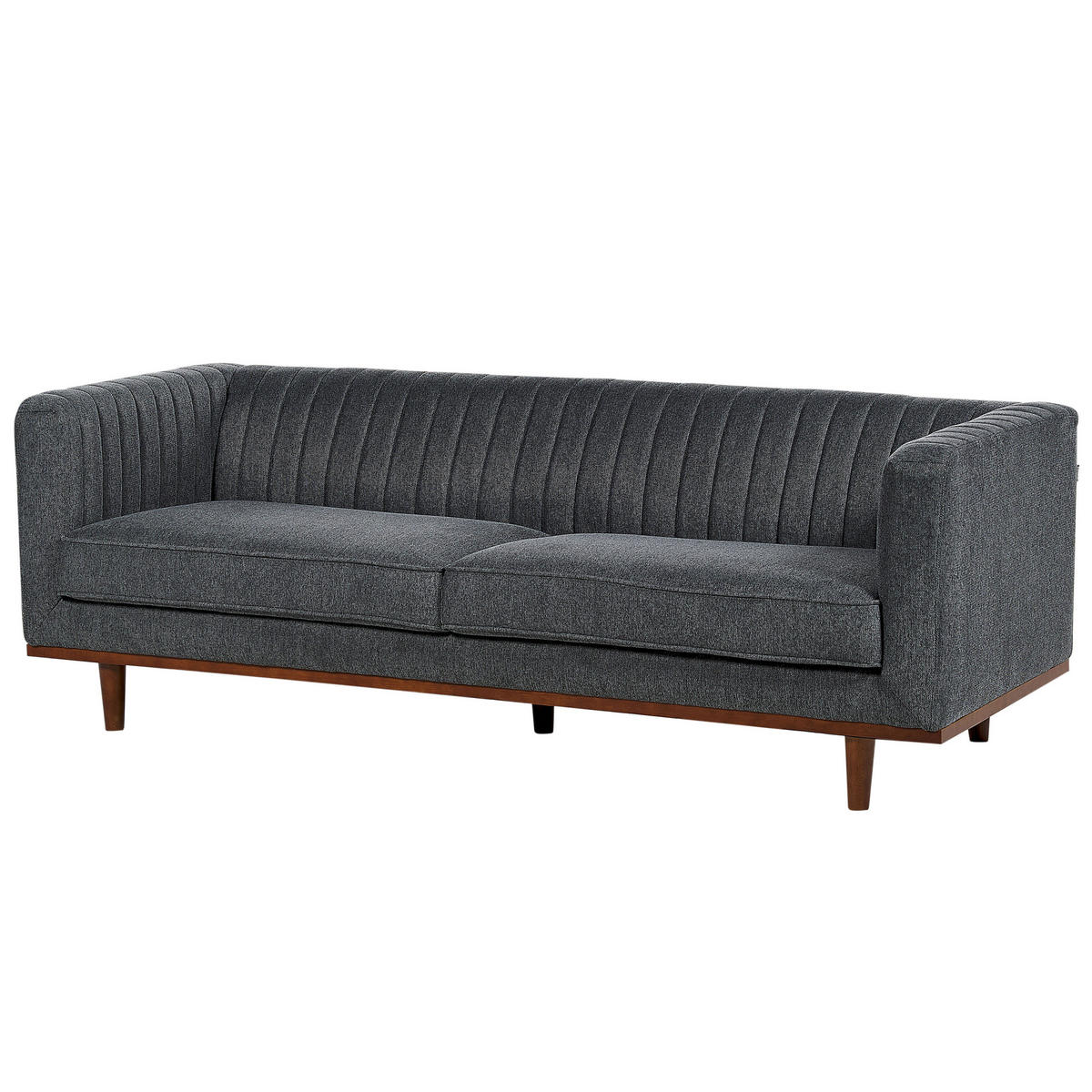 3-SITZER-SOFA dunkelgrau Skaule - Dunkelbraun/Grau, Textil (205/71/82cm) - Beliani