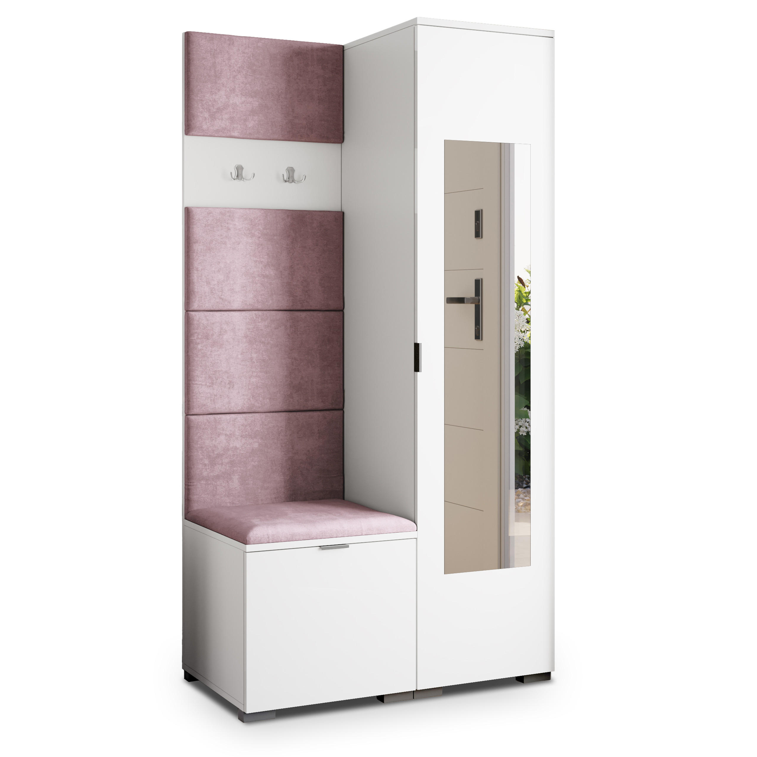 Masseno Garderobenschrank Weiß, Lila 95x181x51 cm