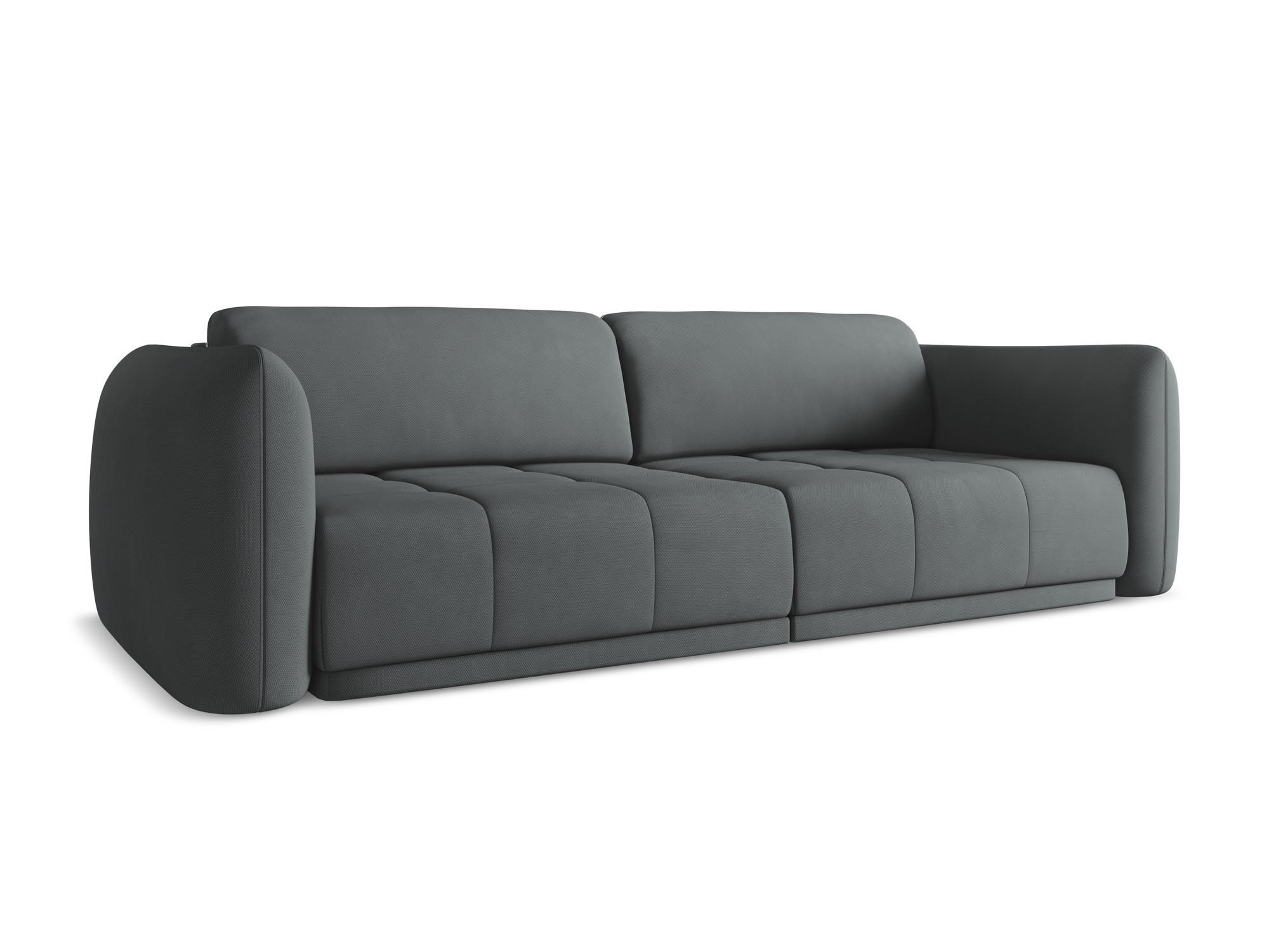 3-SITZER SOFA Chenille Stoff Grau - Schwarz/Graphitfarben, Kunststoff/Textil (210/74/105cm) - Makamii