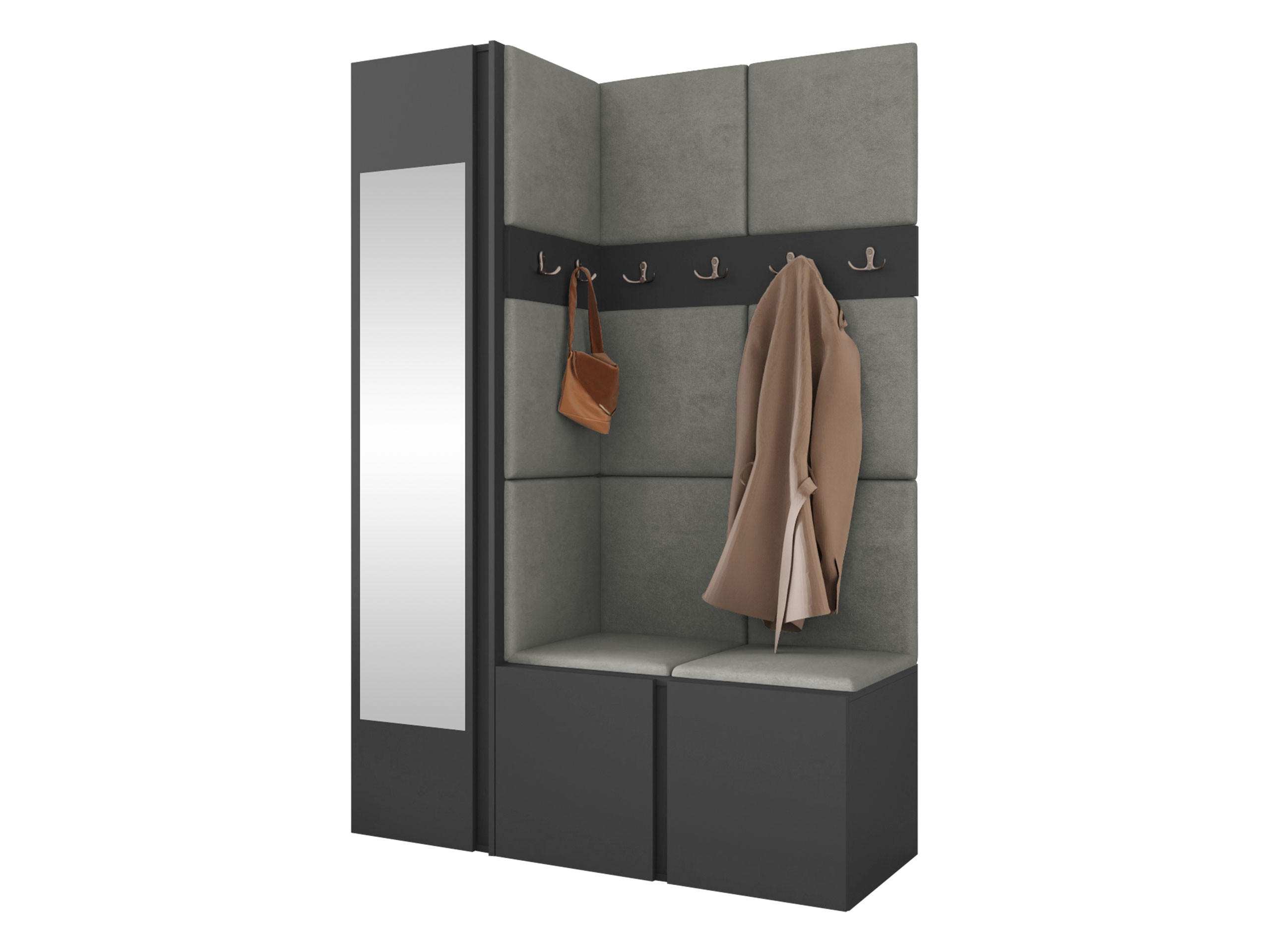 MOBILIER PENTRU HOL Orion X - grafit/gri, material plastic/compozit lemnos (124/186/46cm) - MIRJAN24