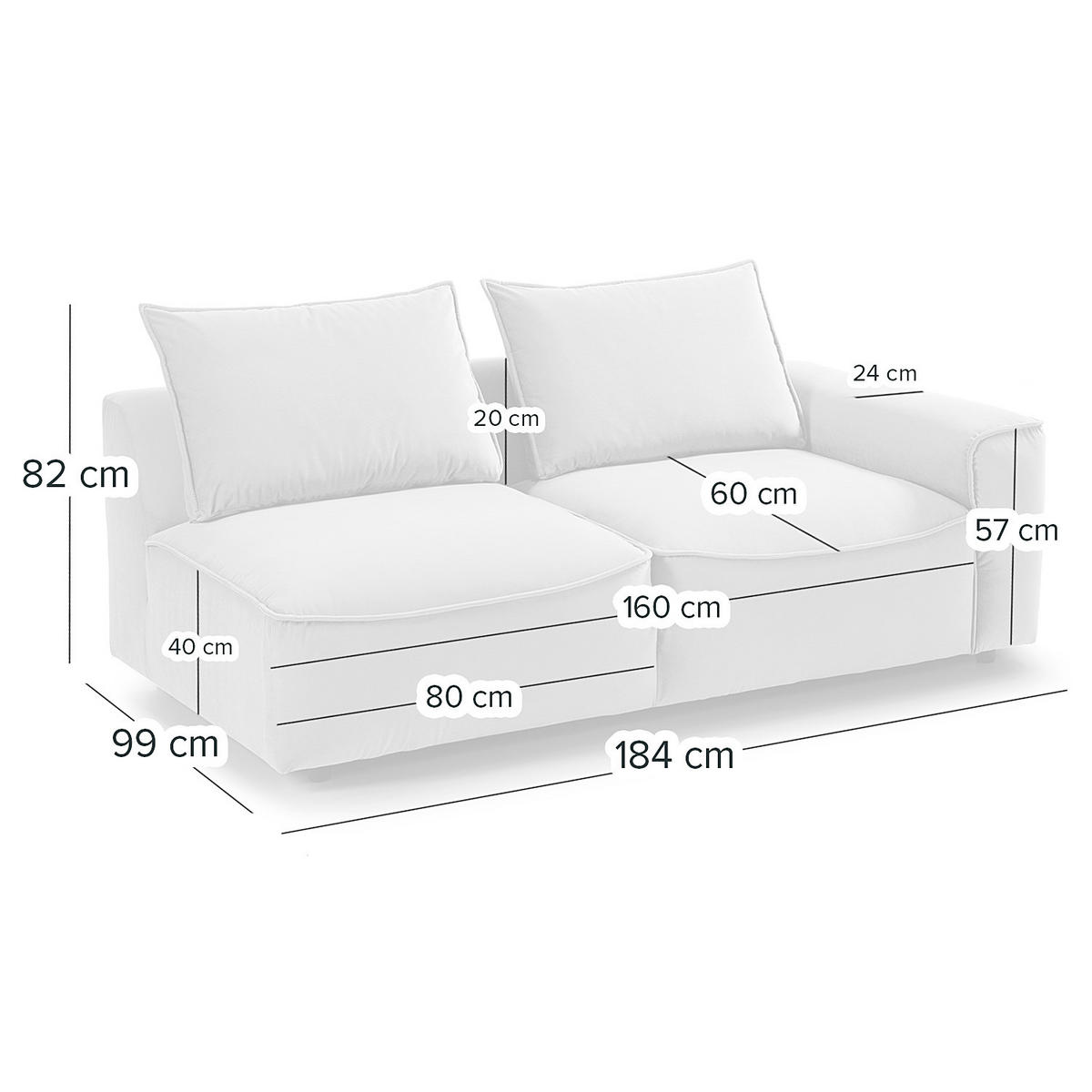 2,5-SITZER SOFA - modular - Schwarz/Hellblau, Kunststoff/Textil (184/82/99cm) - home24