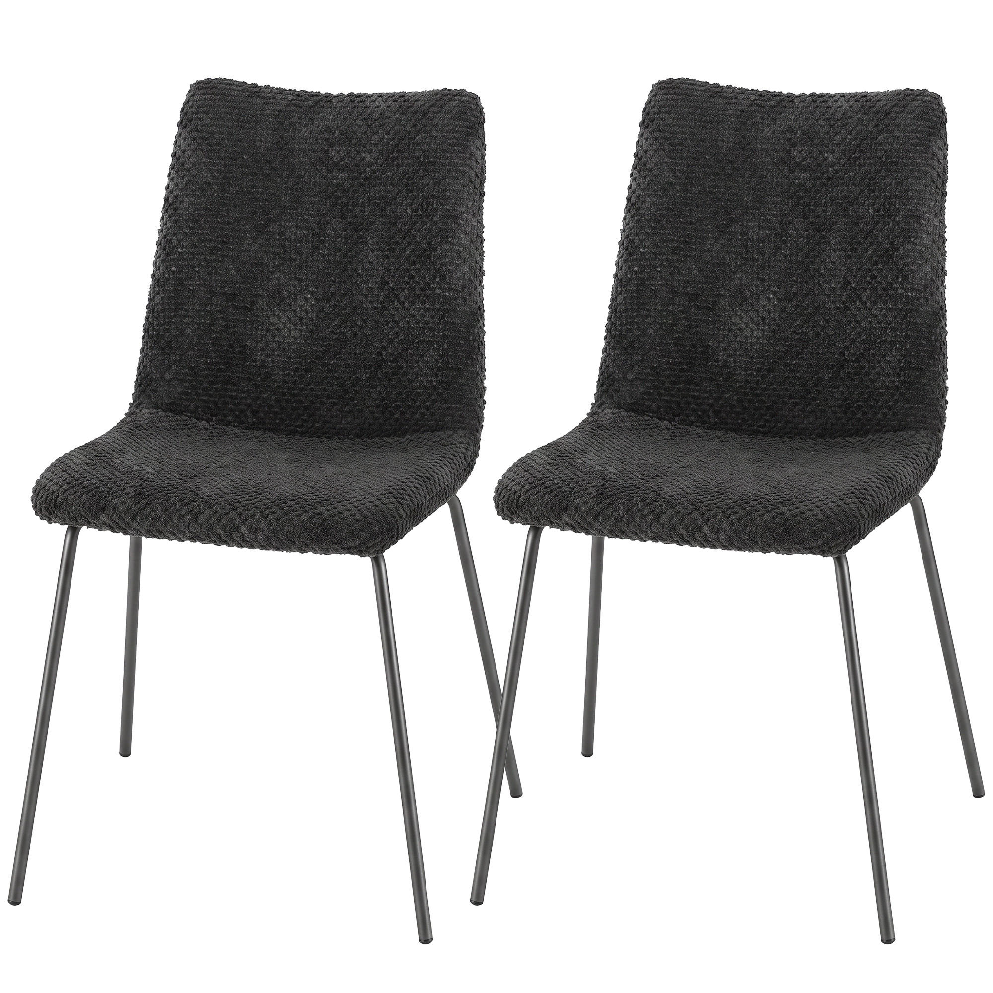 ESSZIMMERSTUHL Samt 100 Polyester Dunkelgrau - Dunkelgrau, Textil/Metall (45/89/57cm) - HOMCOM
