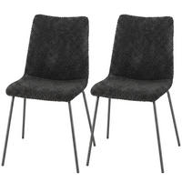 ESSZIMMERSTUHL Samt 100 Polyester Dunkelgrau - Dunkelgrau, Textil/Metall (45/89/57cm) - HOMCOM