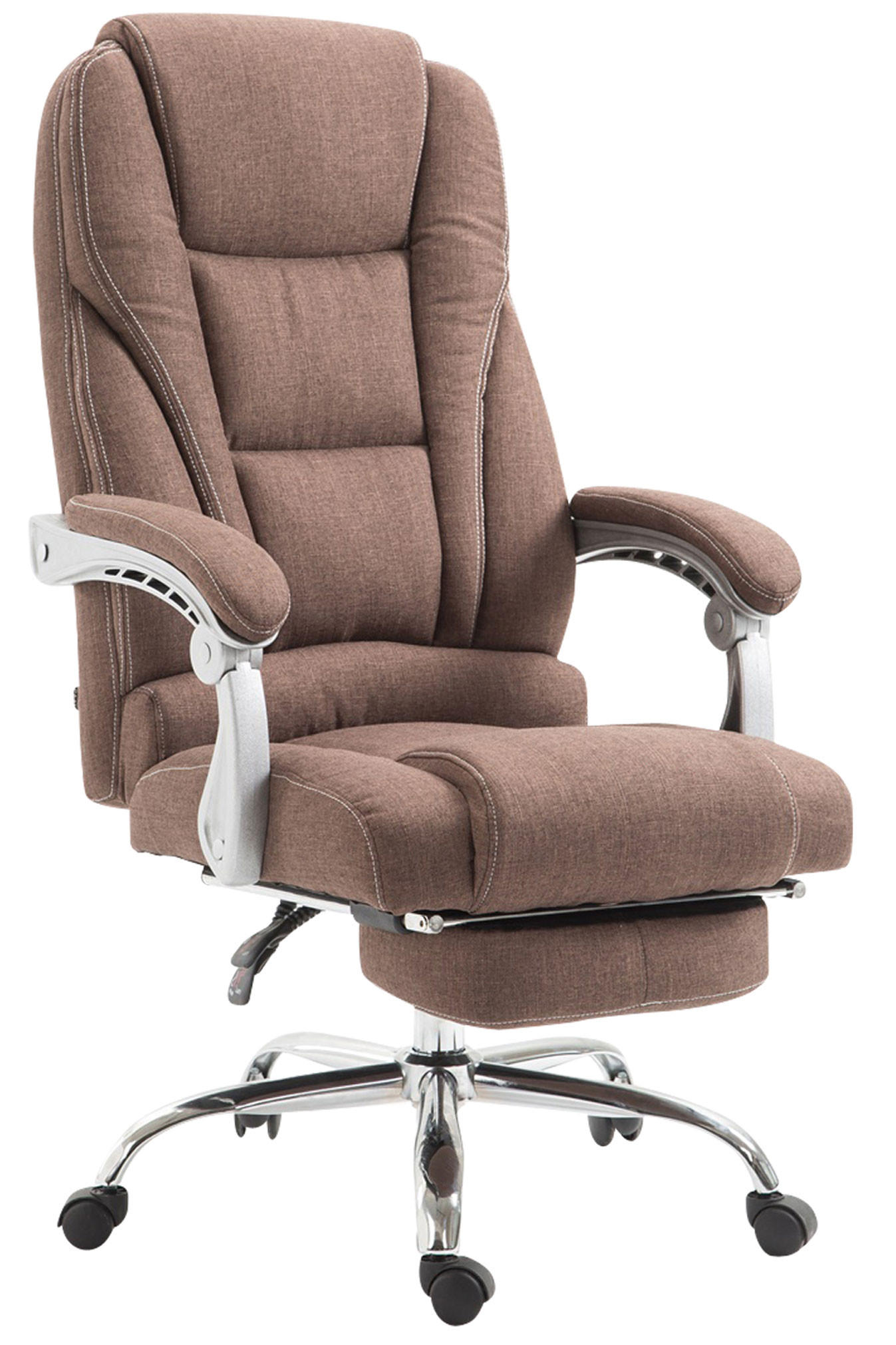 CHEFSESSEL Stoff braun - Chromfarben/Braun, Textil/Metall (68/118/64cm) - CLP