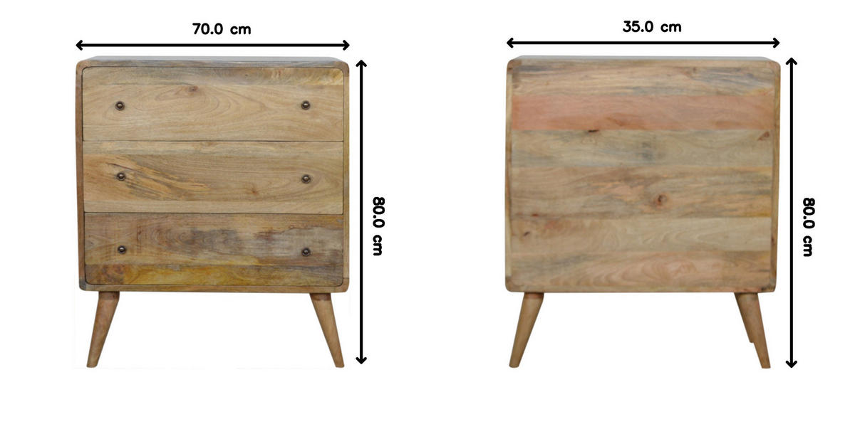 KOMMODE 3-Schubladen, Beige - Messingfarben/Braun, Holz/Metall (70/80/35cm) - Artisan Furniture