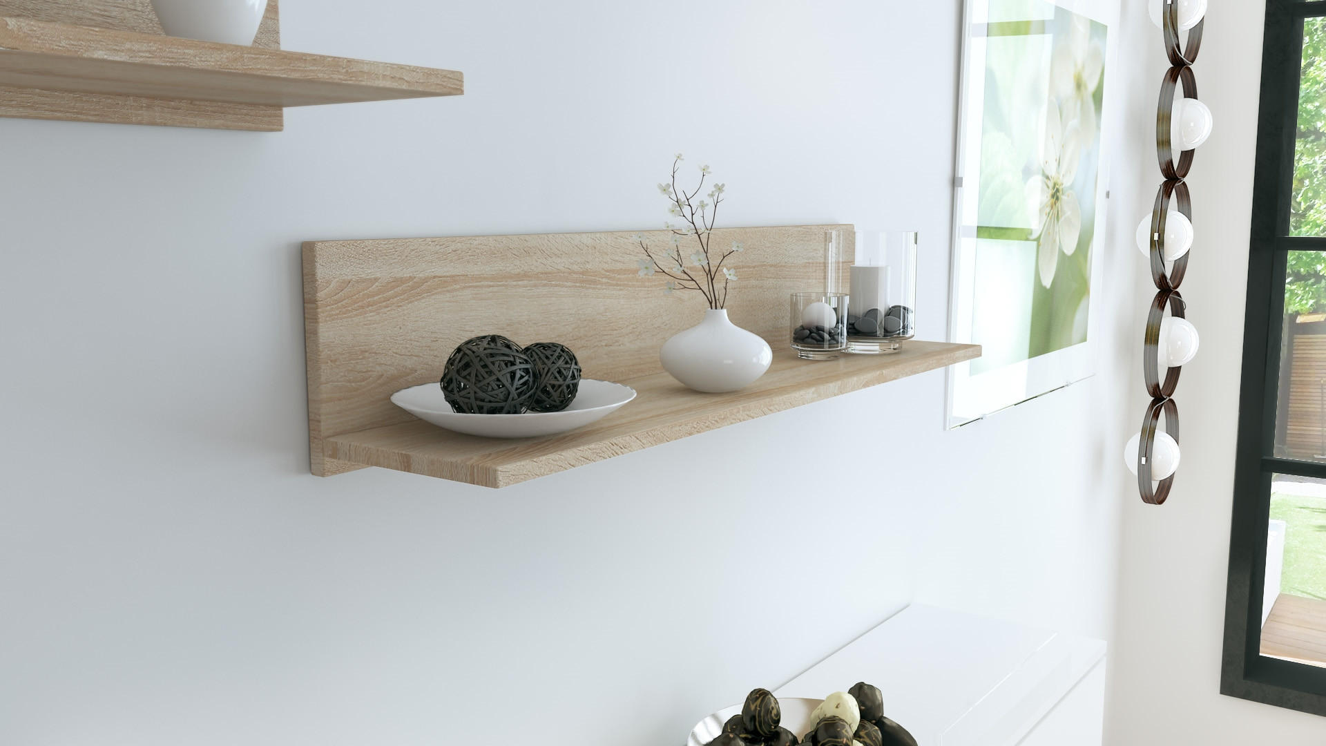 WANDREGAL Skadu Eiche sägerau - Eiche San Remo, Holzwerkstoff (97.5/18.5/18.5cm) - Vladon