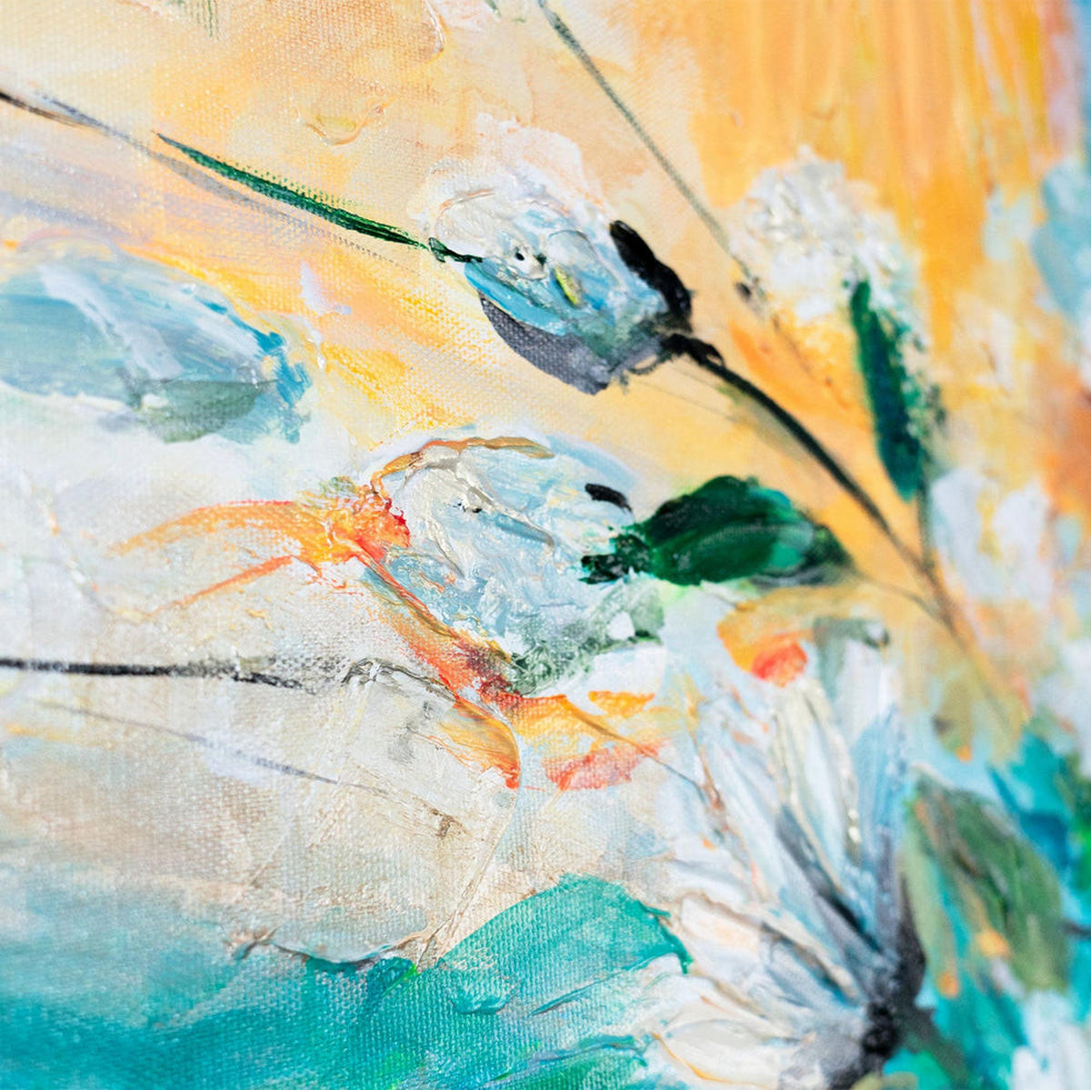 GEMÄLDE Sonnige Gänseblümchen auf Keilrahmen 115x50 cm - Multicolor, Holz (115/50cm) - YS-art gallery