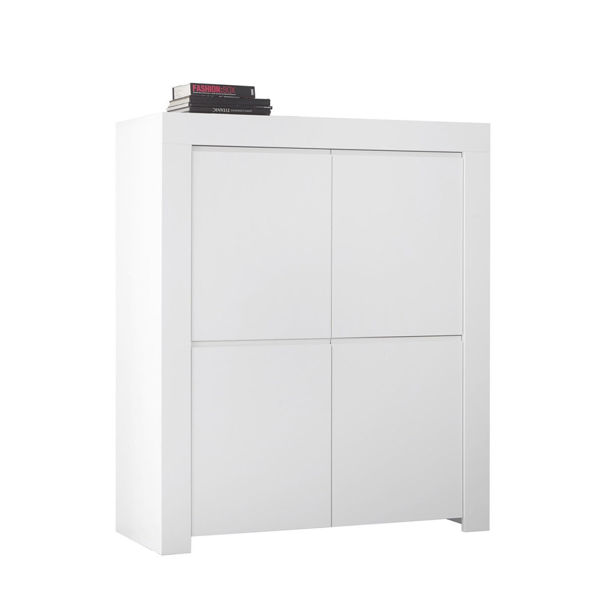 HIGHBOARD mit 4 Türen H140 cm - Firenze - Weiß, Holzwerkstoff (110/140/42cm) - Calicosy