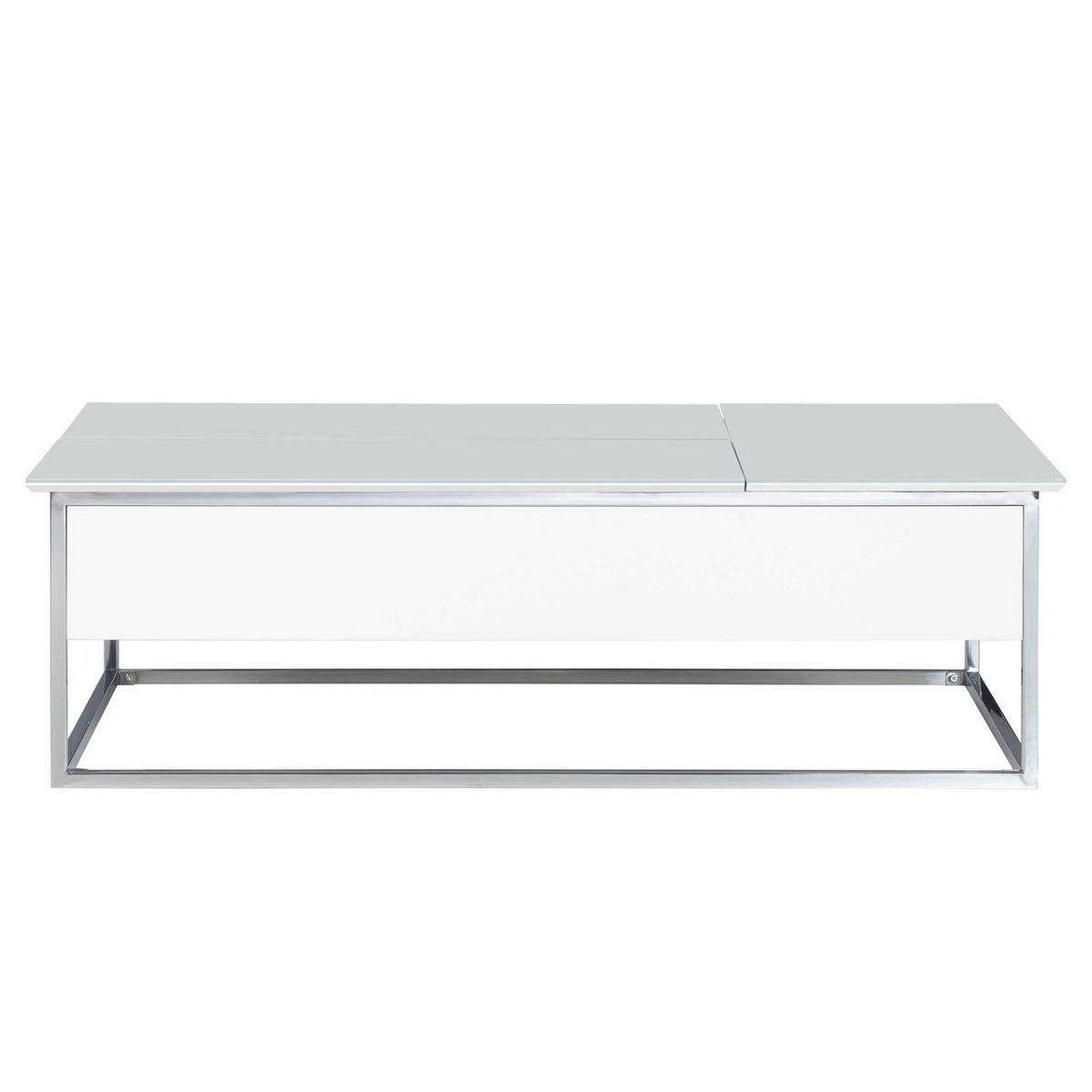 COUCHTISCH - Glas - Weiß / Chrom - Chromfarben/Weiß, Glas/Holzwerkstoff (80/130/40cm) - home24