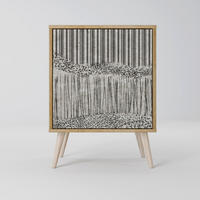 SIDEBOARD GRAIN LINES, Eichefarben, 57,5x42x77,5 cm, Schräge Buchenholzfüße - Eichefarben/Buchefarben, Holzwerkstoff/Buchenholz (57.5/77.5/42cm) - SpaceRebels